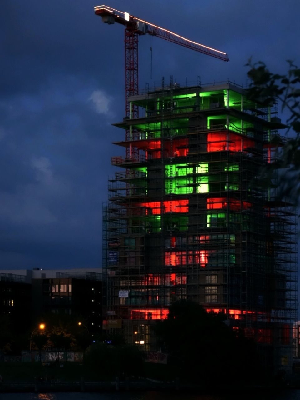 Illuminated construction site