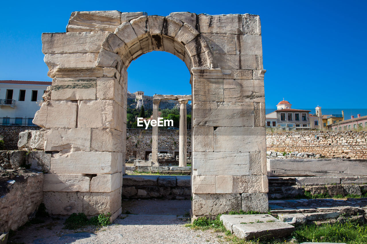 Ruins of the tetraconch church built in the court of the hadrian library in athens city center