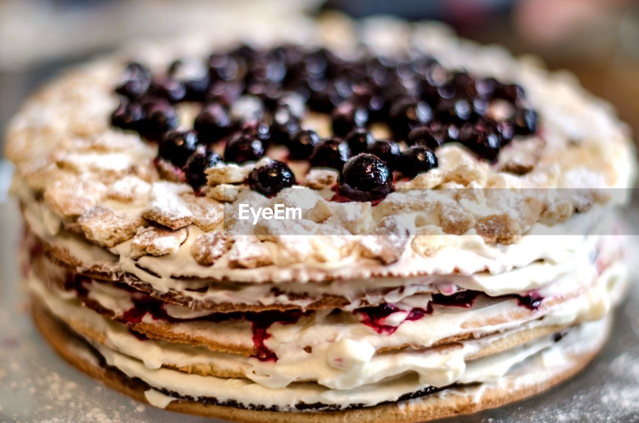 Close-up of blackberry pancake