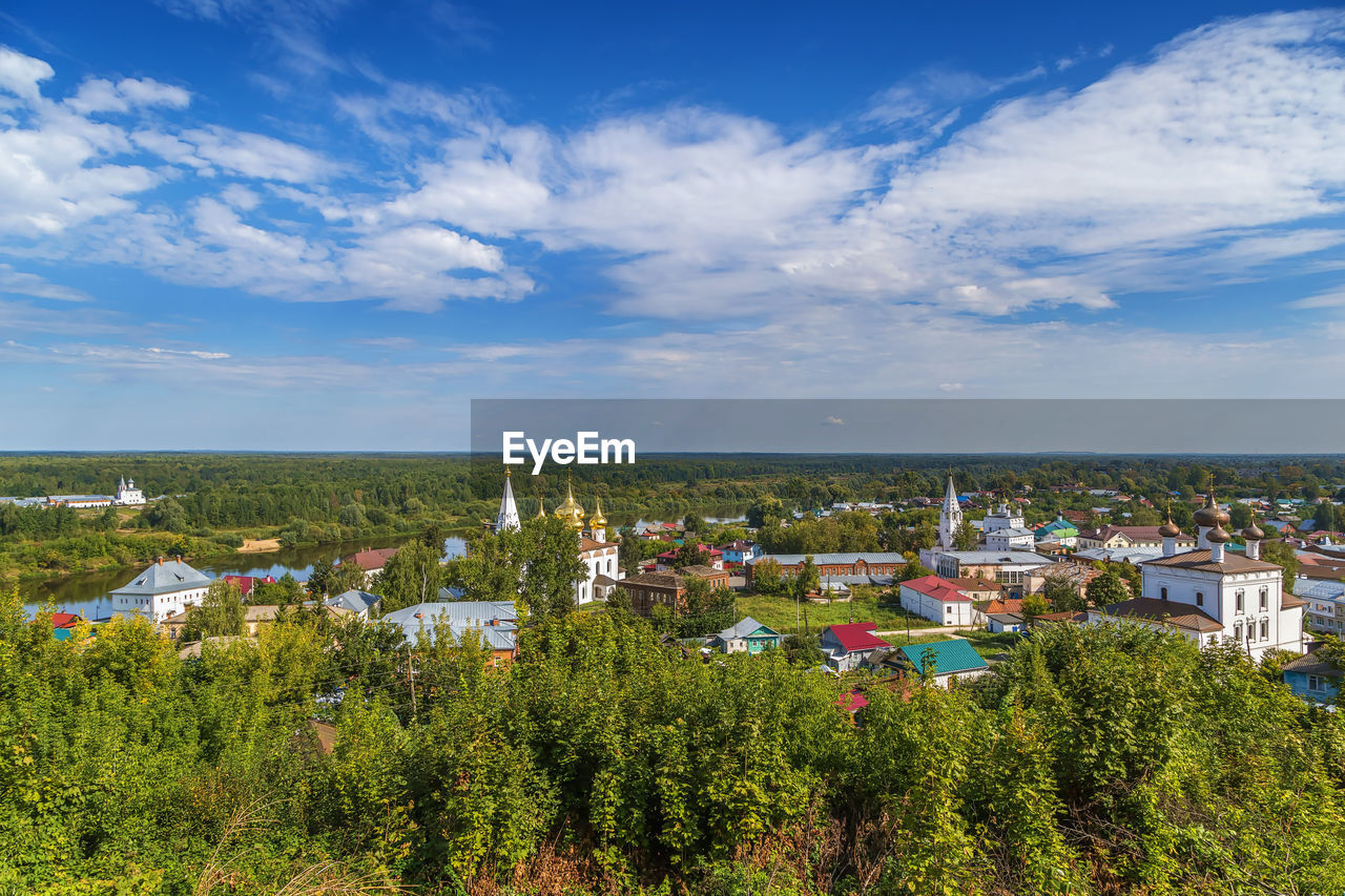 View of gorokhovets with churchs from hill , russia