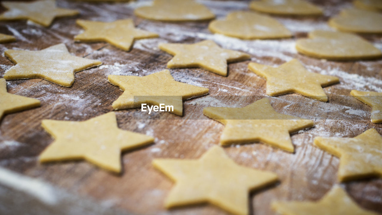 Close-up of star shape cookies on table
