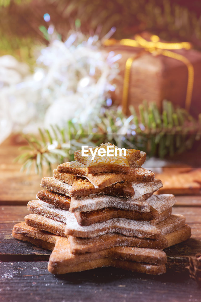 Close-up of cookies on table