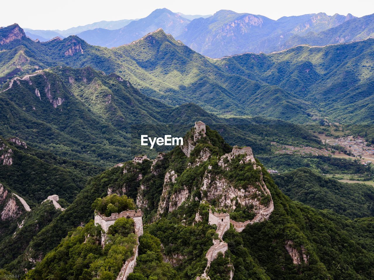 High angle view of mountain range