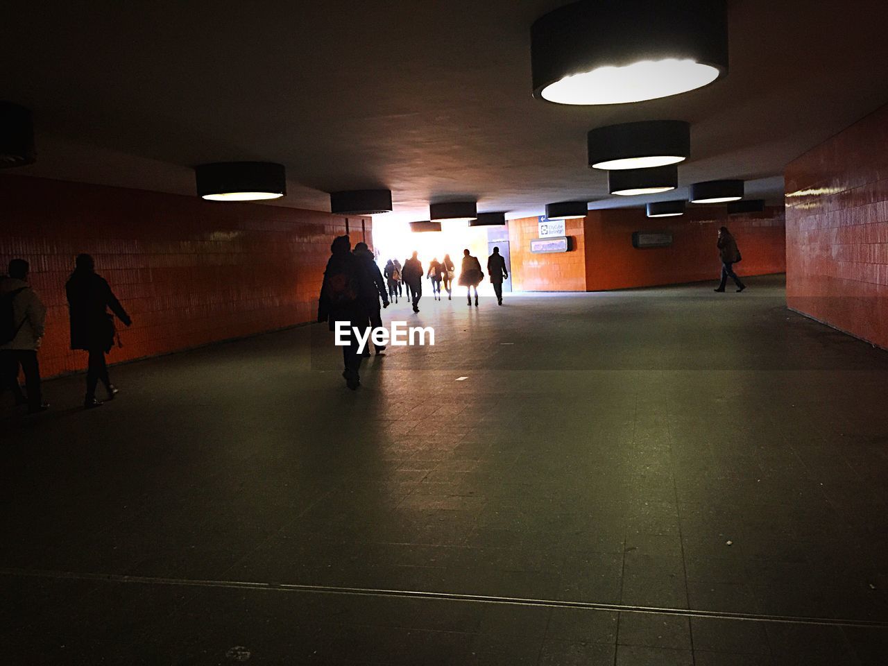 People walking in underground walkway