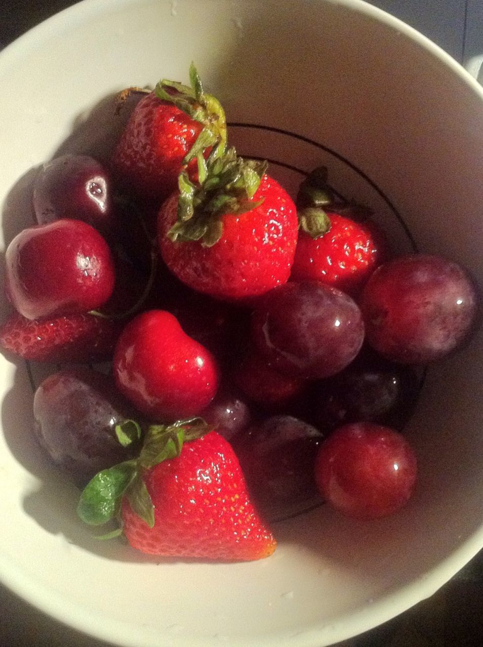 Close-up high angle view of berries in bowl