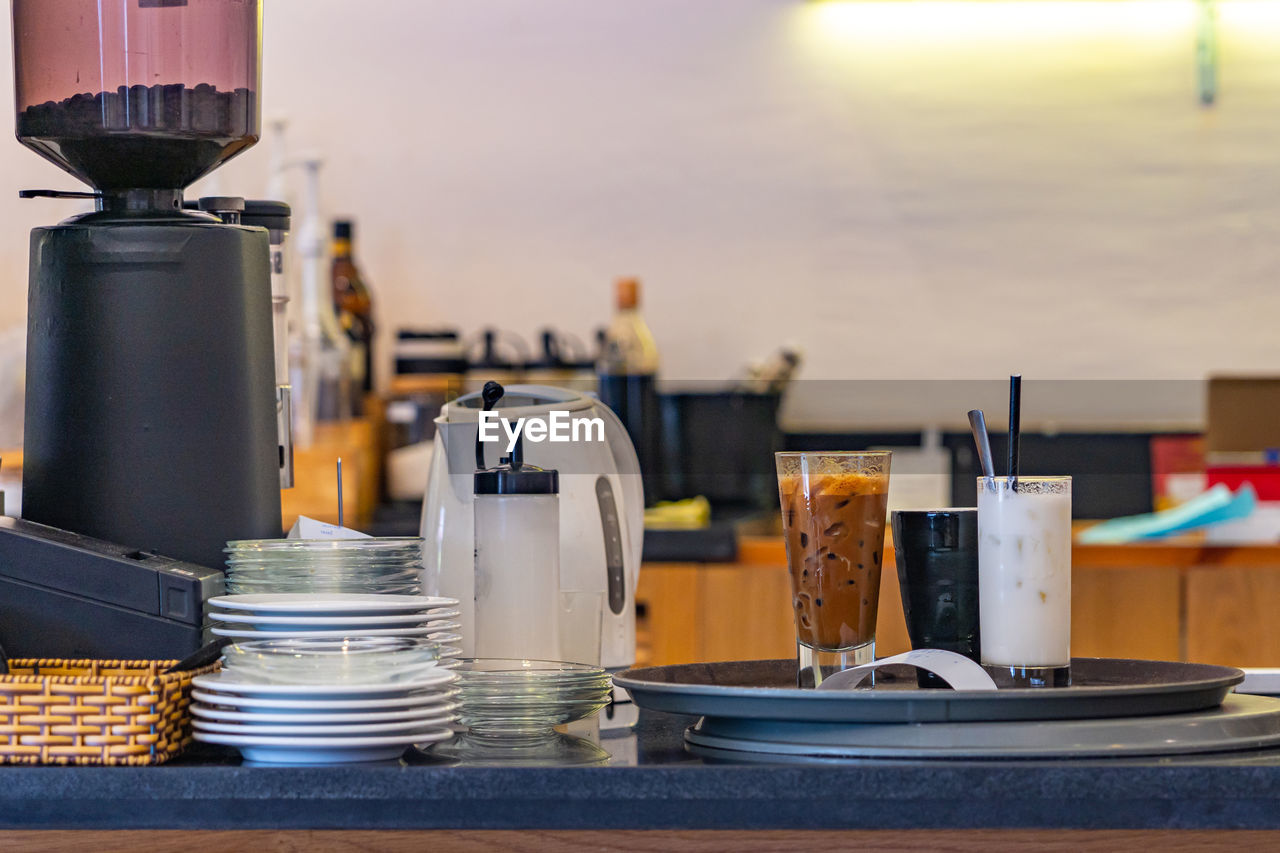 close-up of coffee maker on table