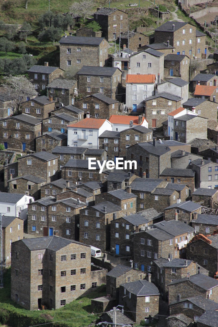 High angle view of buildings in city