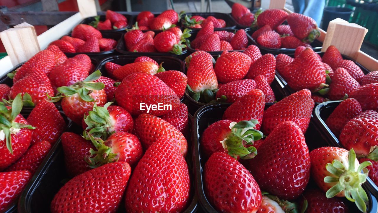 Close-up of strawberries for sale in shop