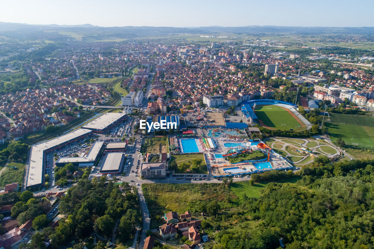 Jagodina drone view, serbia aerial photo. summer day