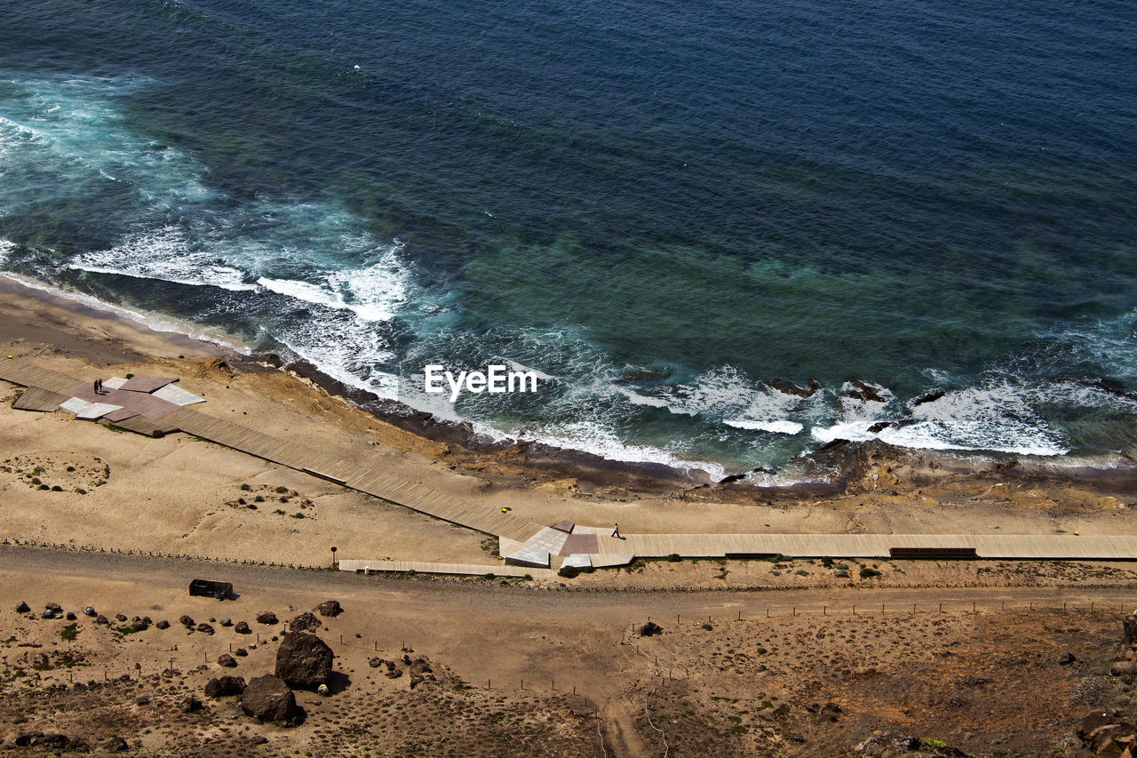 Aerial view of sea during sunny day