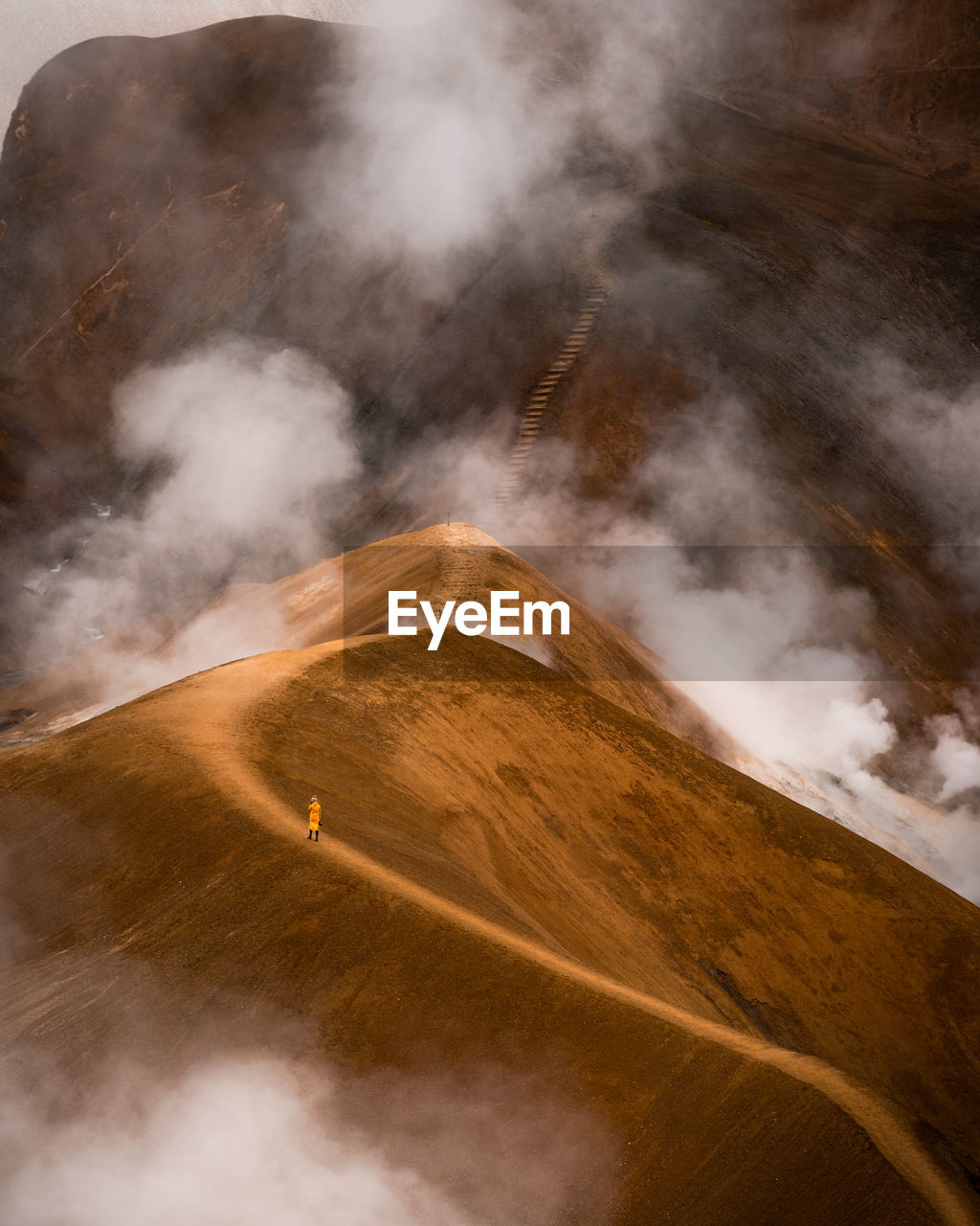 Aerial view of mountain against sky