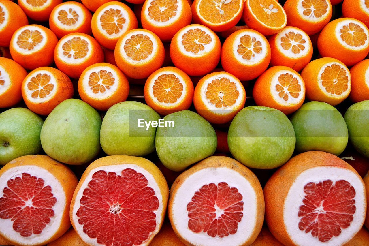 Full frame shot of citrus fruits at market stall