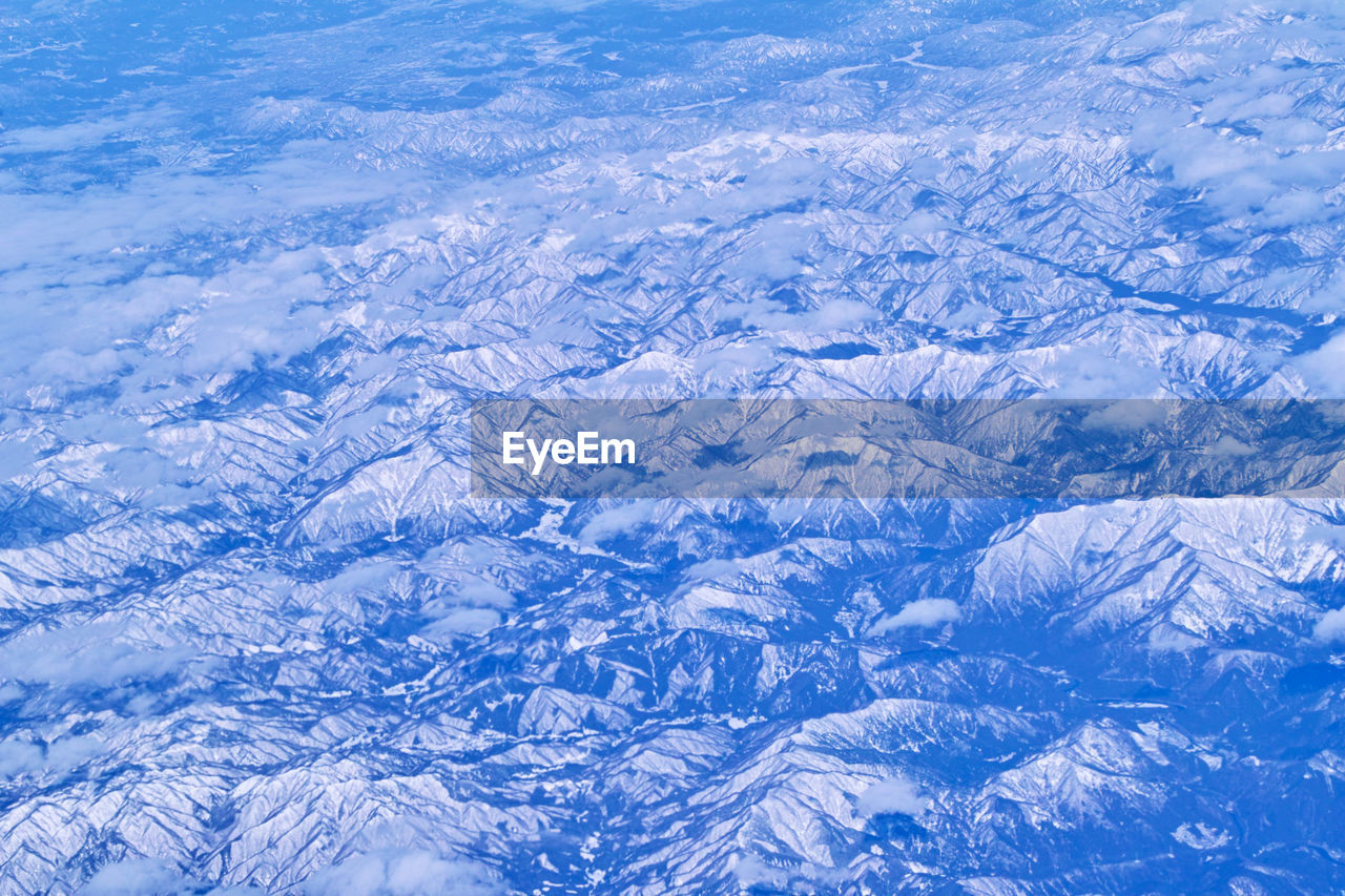 Aerial view of snowcapped mountains