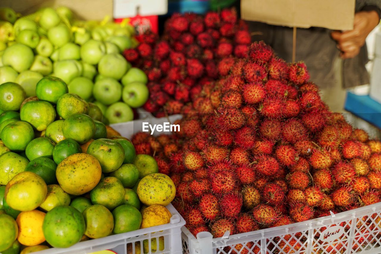 VARIOUS FRUITS FOR SALE IN MARKET