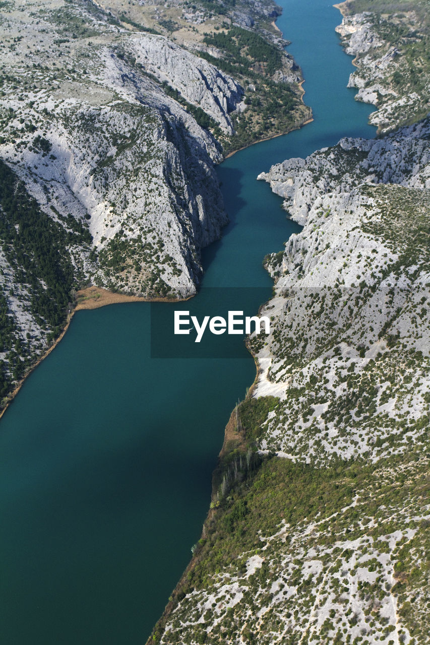 Aerial view of the canyon of the krka river