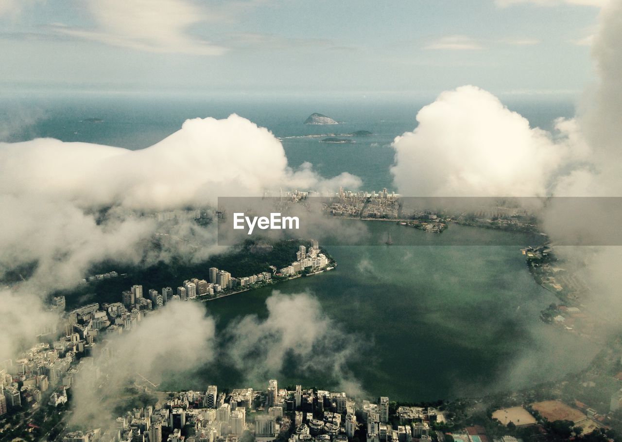 Aerial view of city and sea