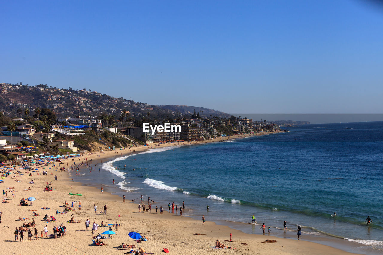 Main beach and the ocean in laguna beach, california in fall.