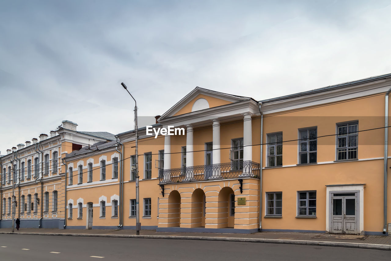 Street with historical buildins in kaluga city center, russia