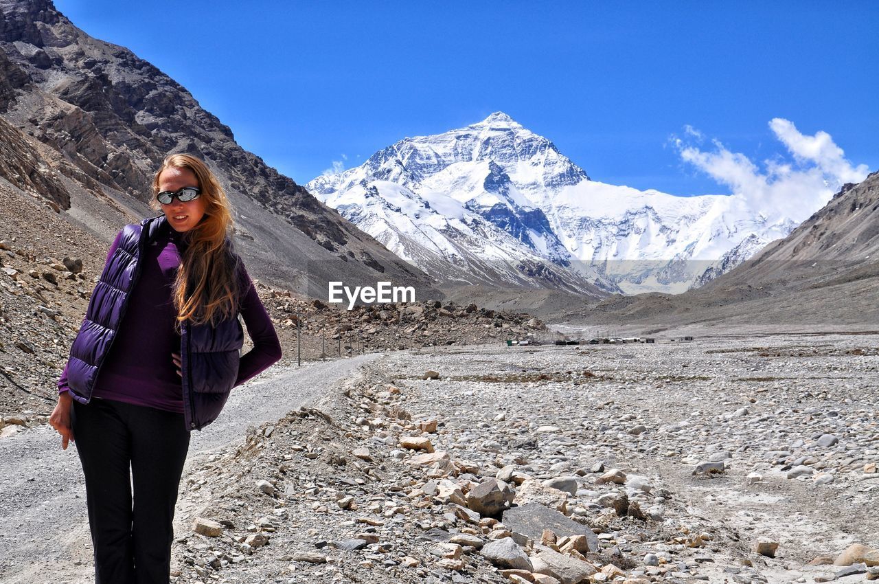 Woman in vacations in tibet