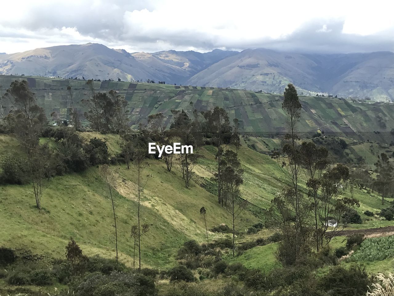 Scenic view of landscape and mountains against sky