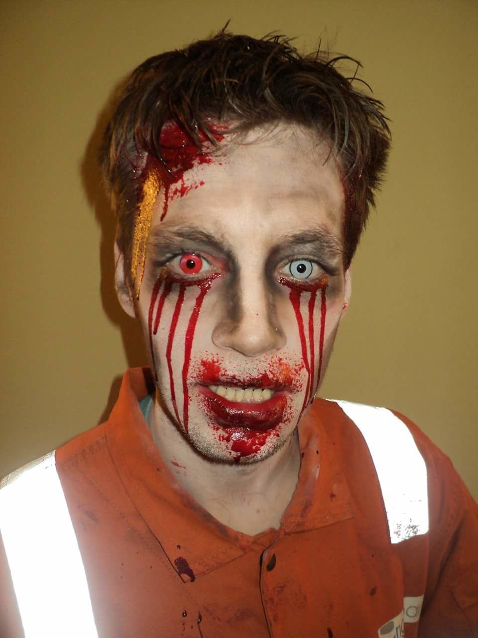 Portrait of man in zombie make-up during halloween