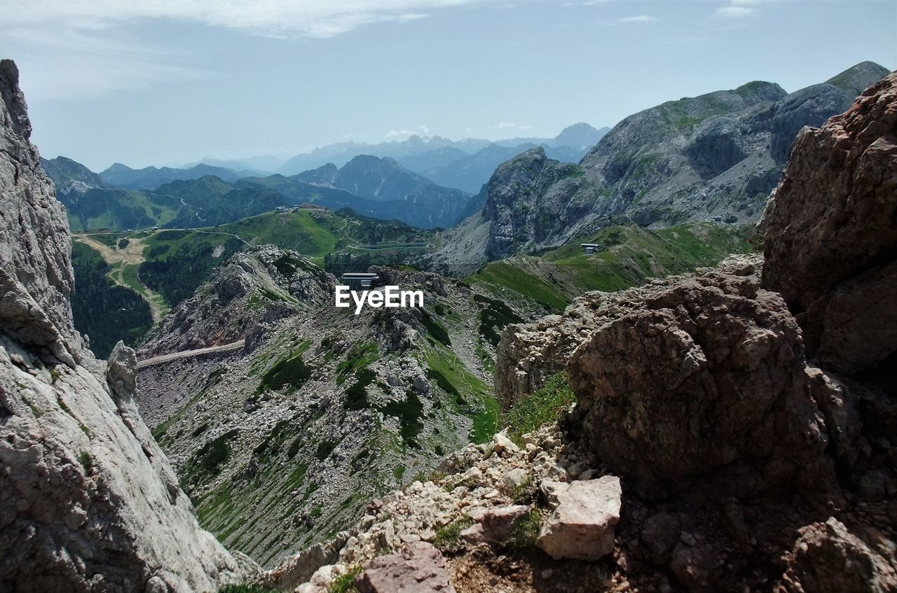 Scenic view of mountains against sky