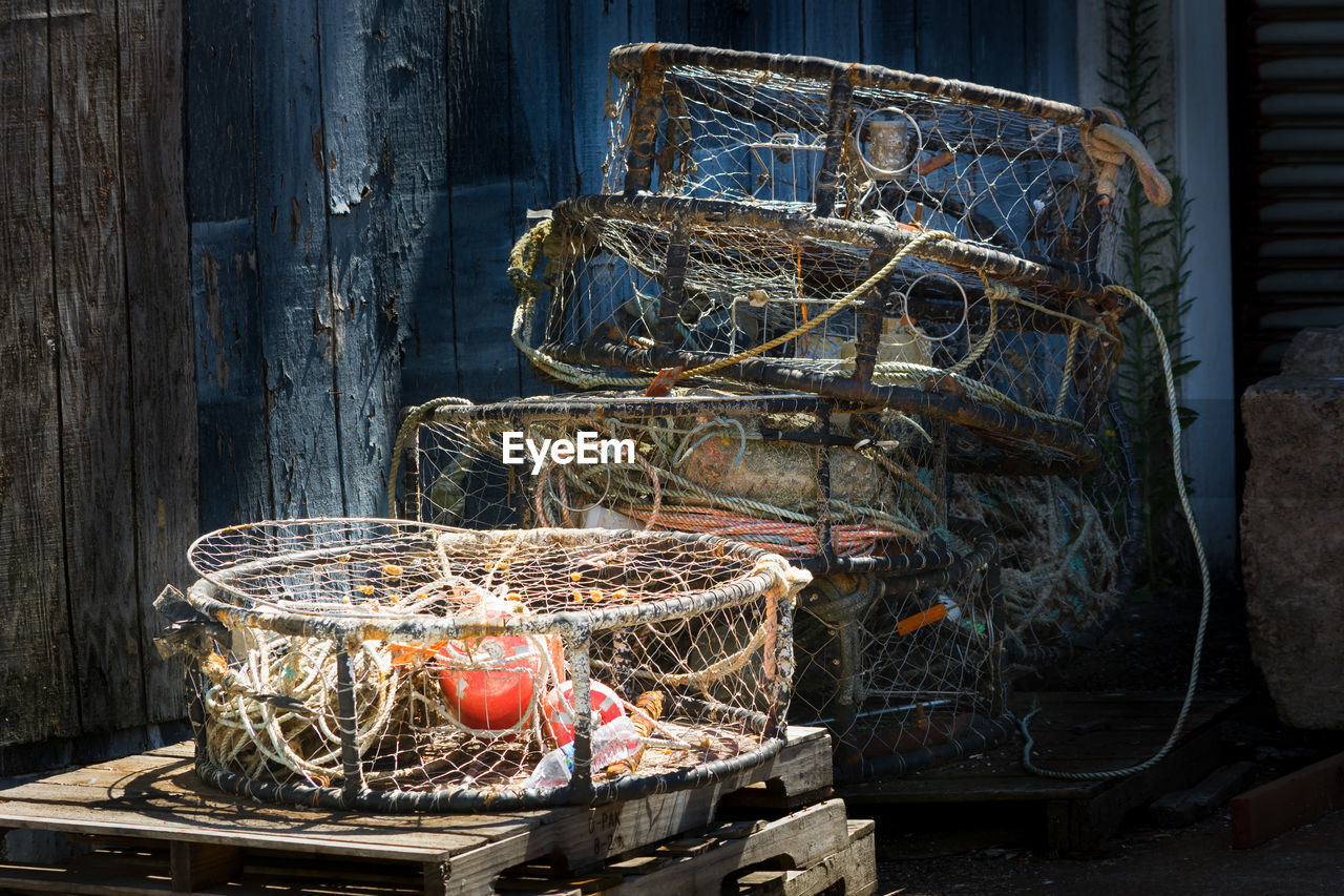 Lobster traps at harbor