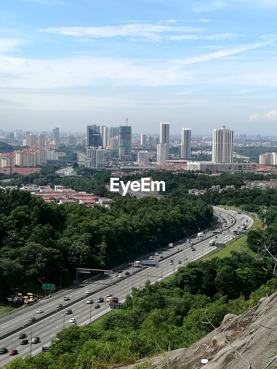 High angle view of cityscape against sky