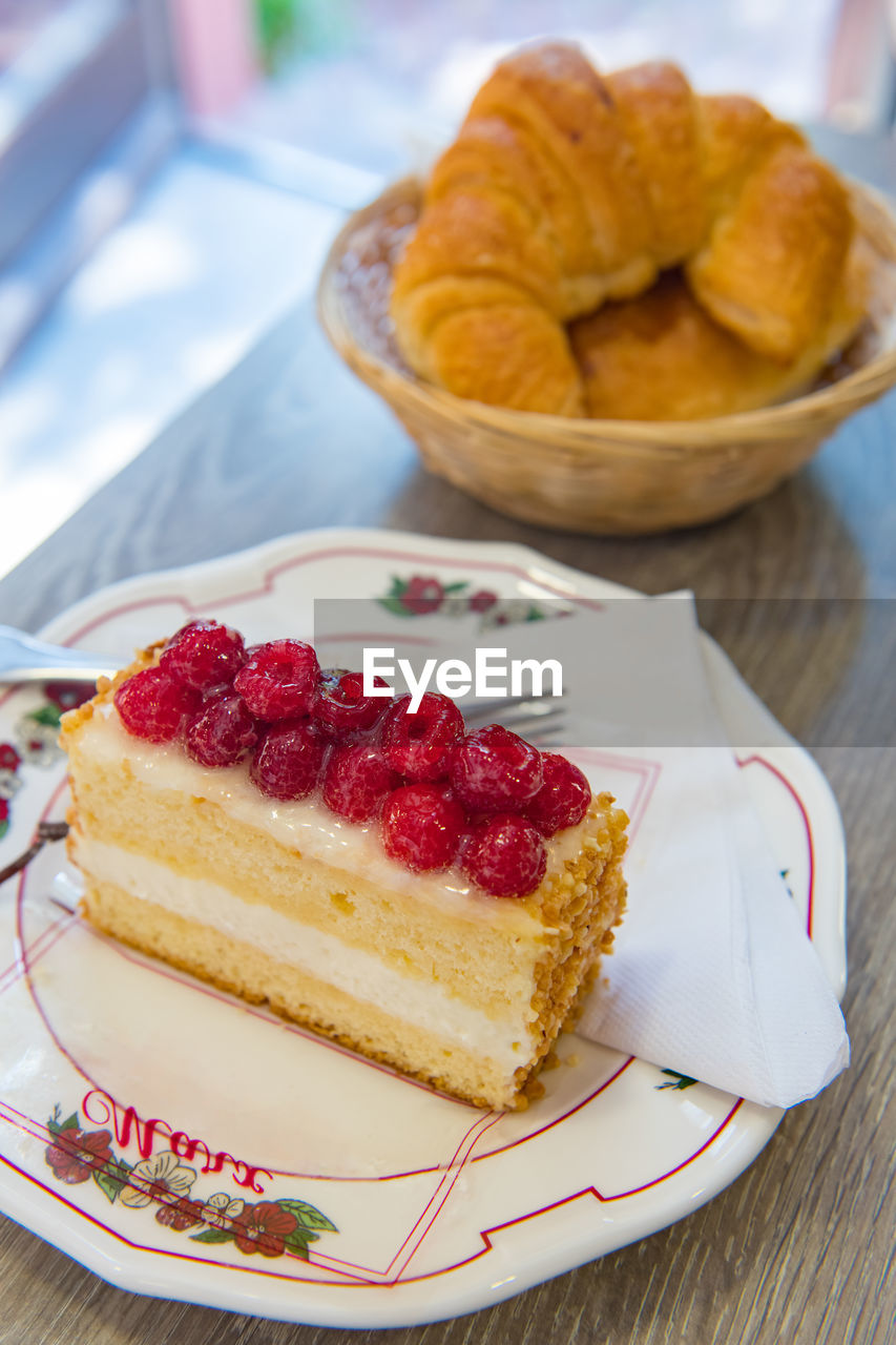 close-up of dessert on table