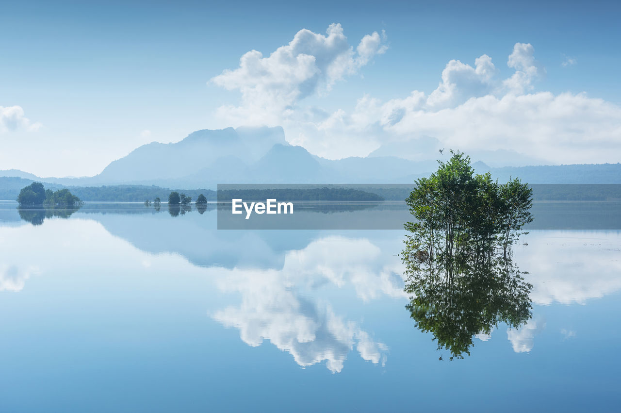 Scenic view of lake against sky.