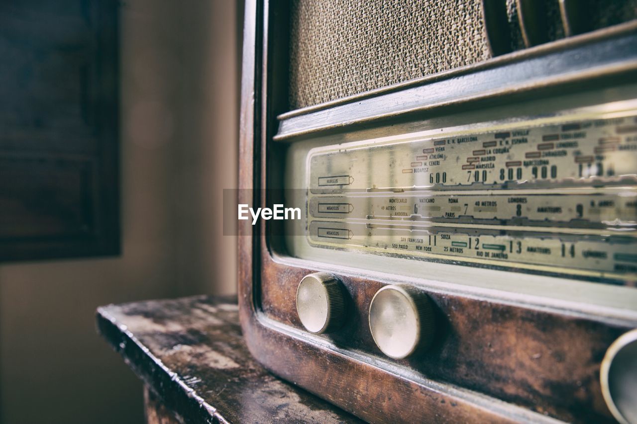 Close-up view of radio