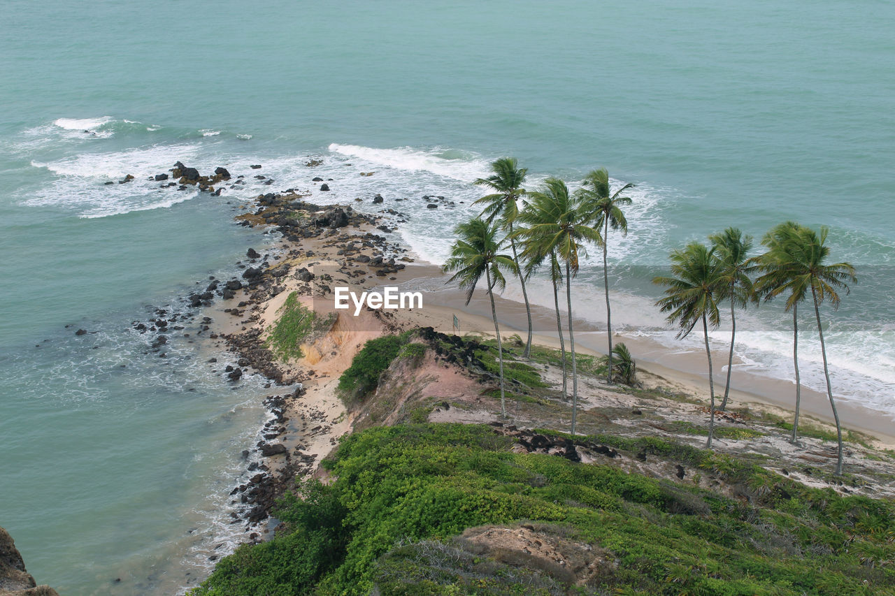 High angle view of beach against sky