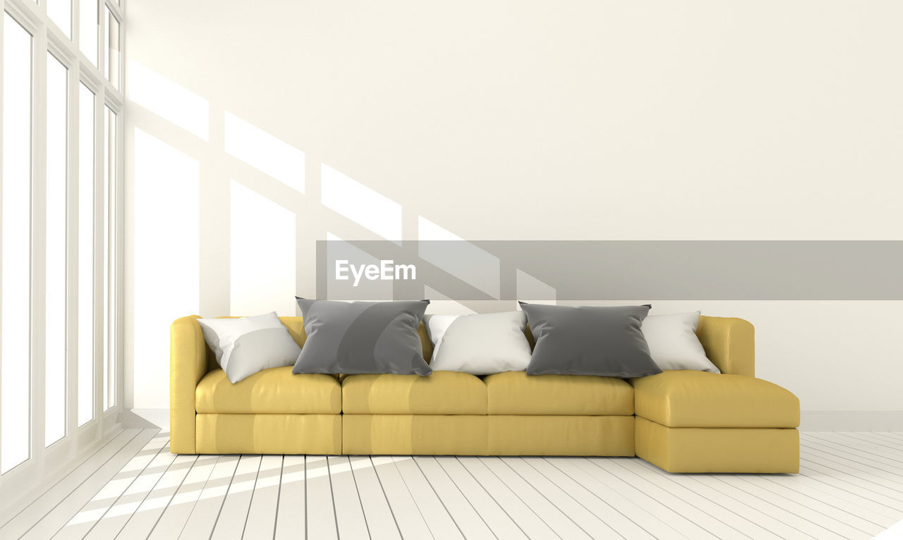 Interior room mock up modern design, room minimalist and  decoration.3d rendering