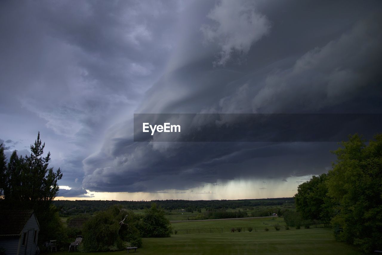 Storm clouds over land