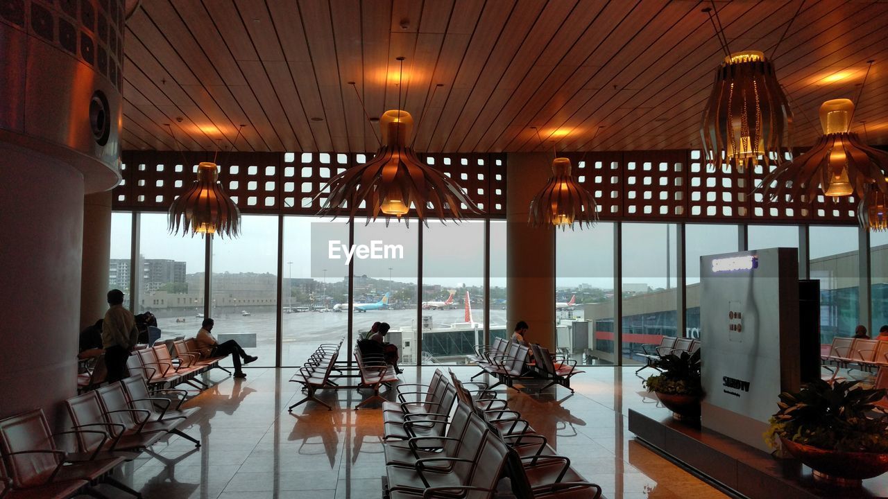 Interior shot of an airport lobby