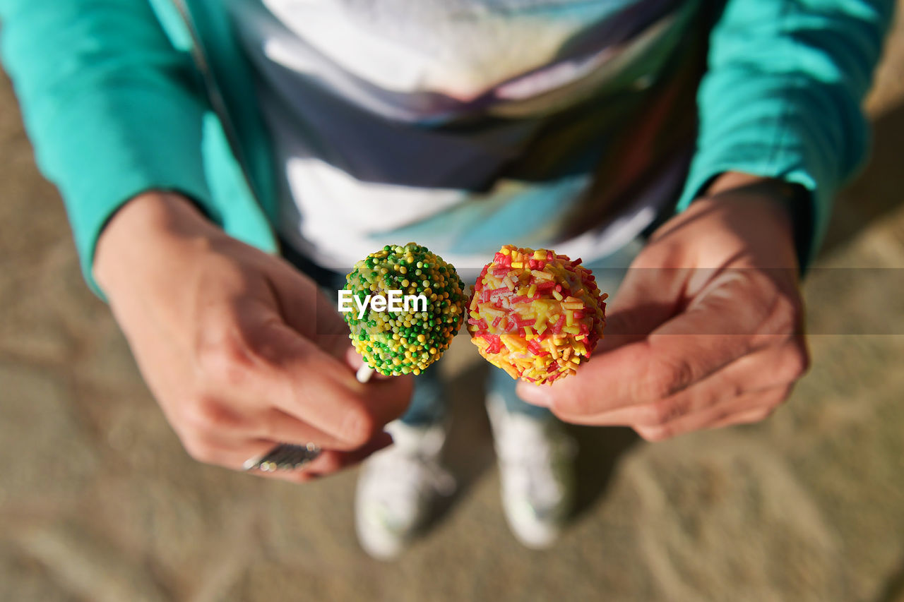 Close-up of two candies