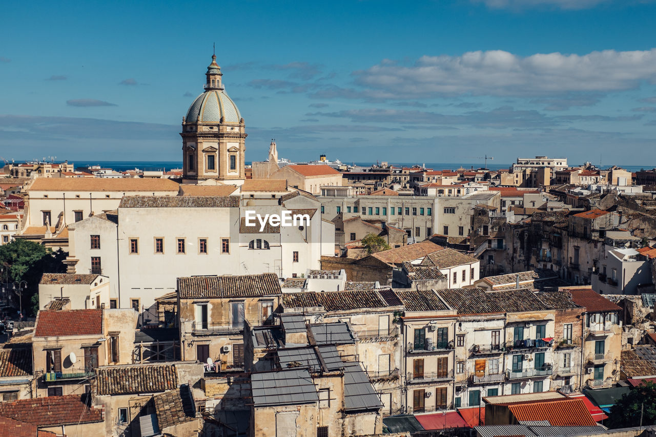 High angle view of palermo cityscape