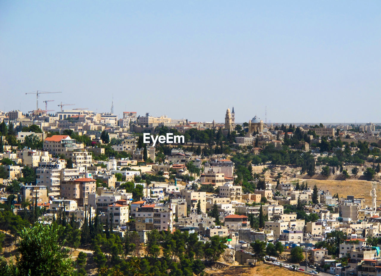 High angle view of townscape against sky