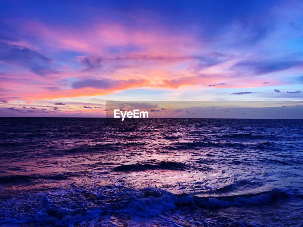 Scenic view of sea against sky during sunset