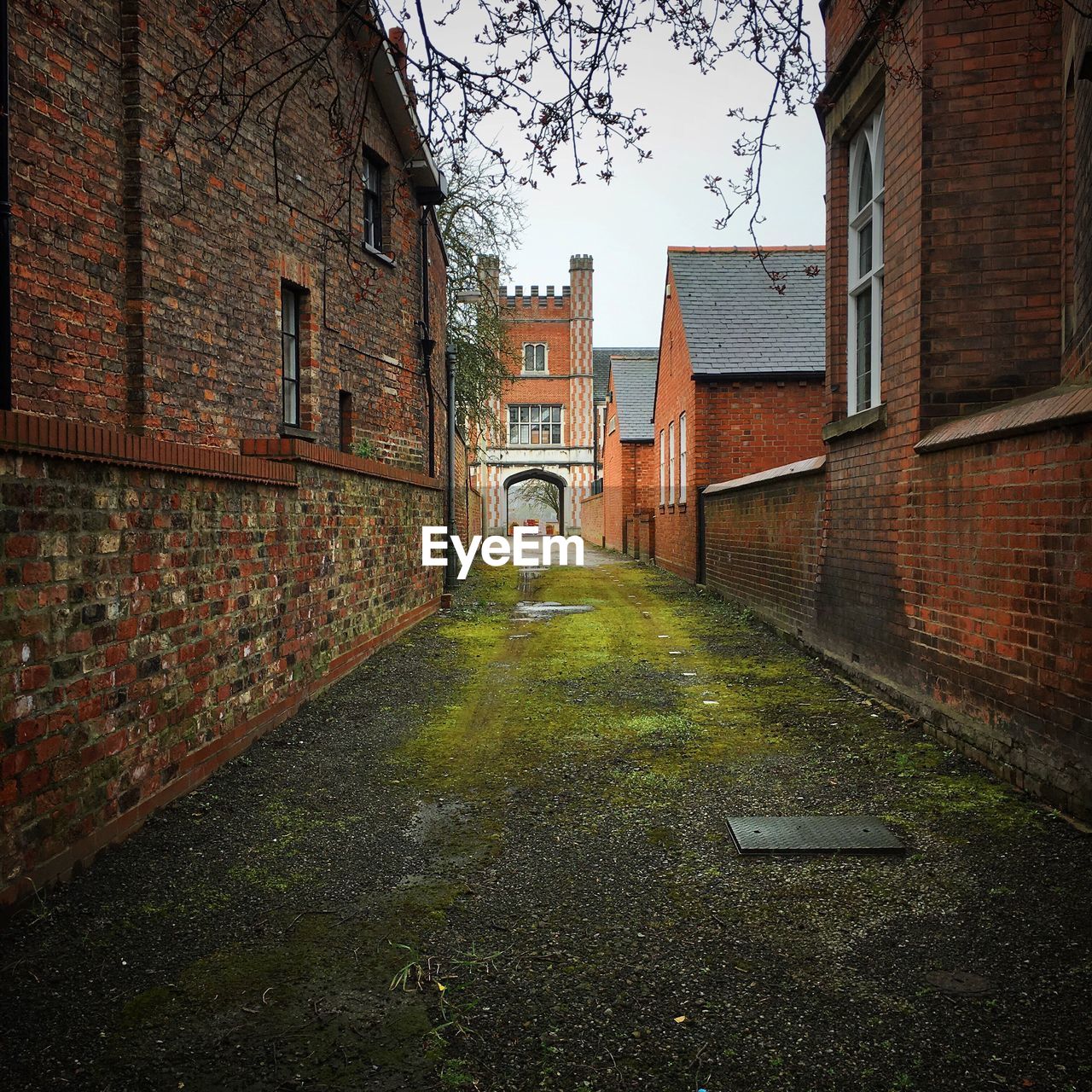 Road amidst historic buildings