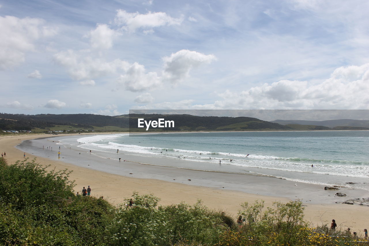 Scenic view of beach against sky