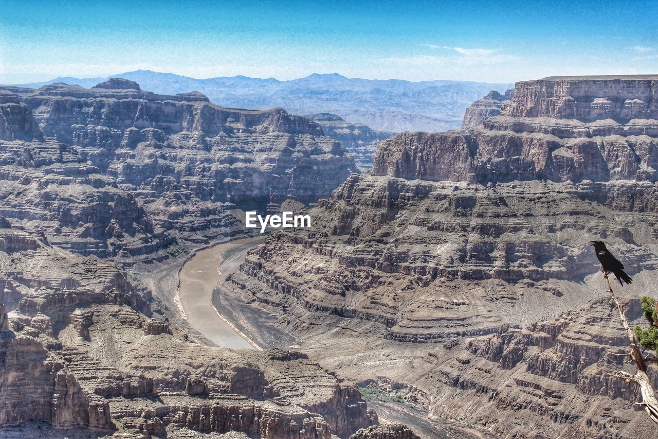 High angle view of rock formations at grand canyon