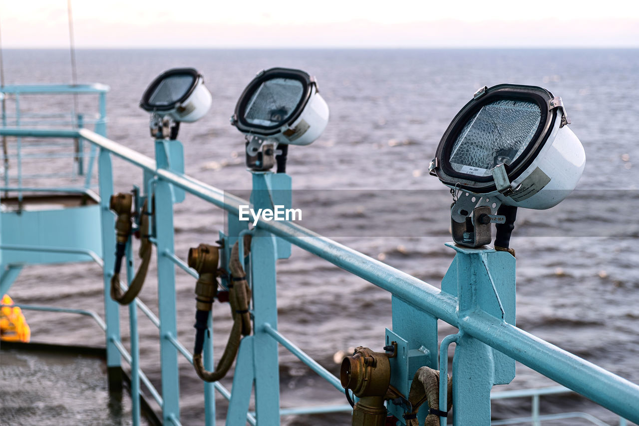 Close-up of lighting equipment on boat