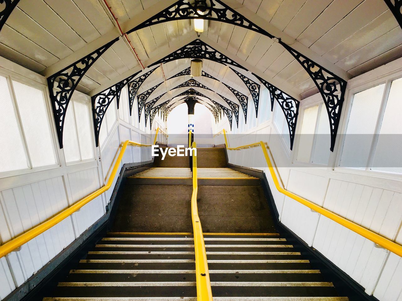 High angle view of staircase in building