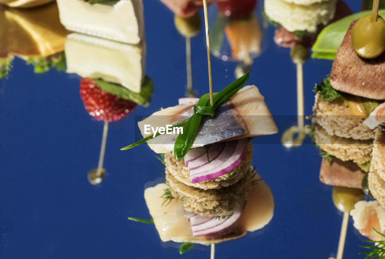 Canapes and snacks served on a platter