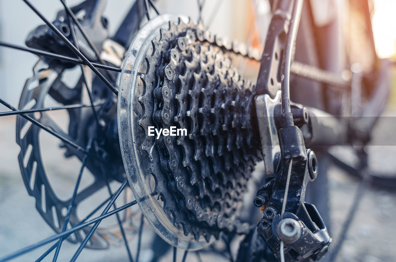 Bicycle sprocket on the rear wheel of the bike