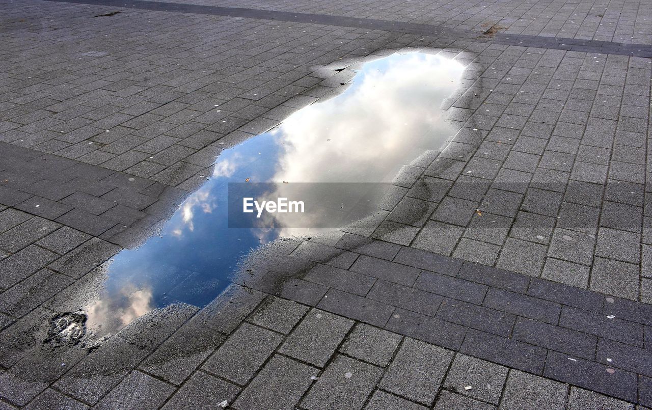 HIGH ANGLE VIEW OF WATER ON SHORE