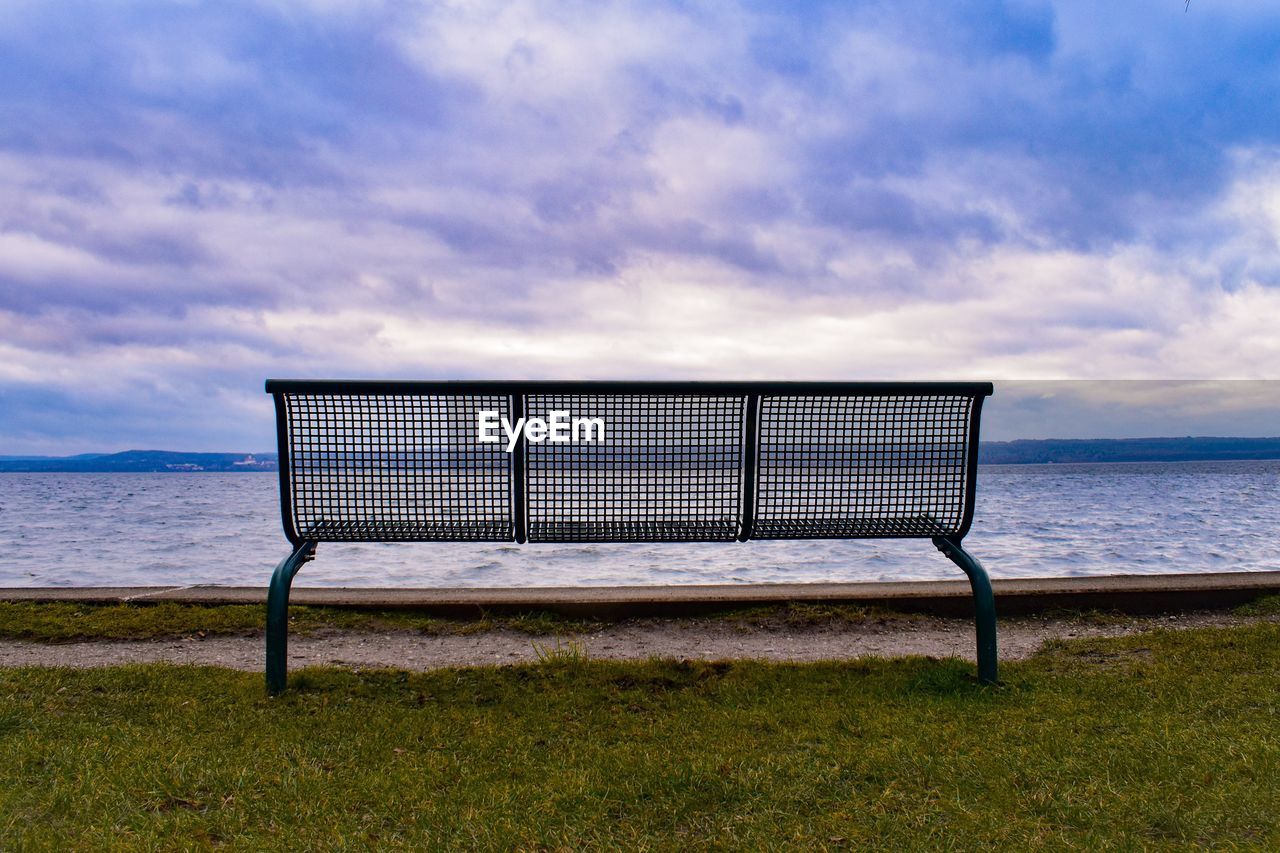 Lonely park bench in winter