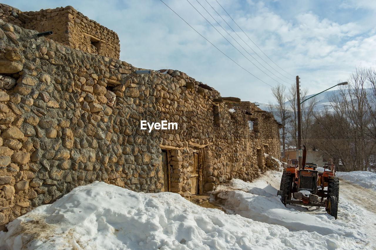 BUILT STRUCTURE ON SNOW COVERED LAND