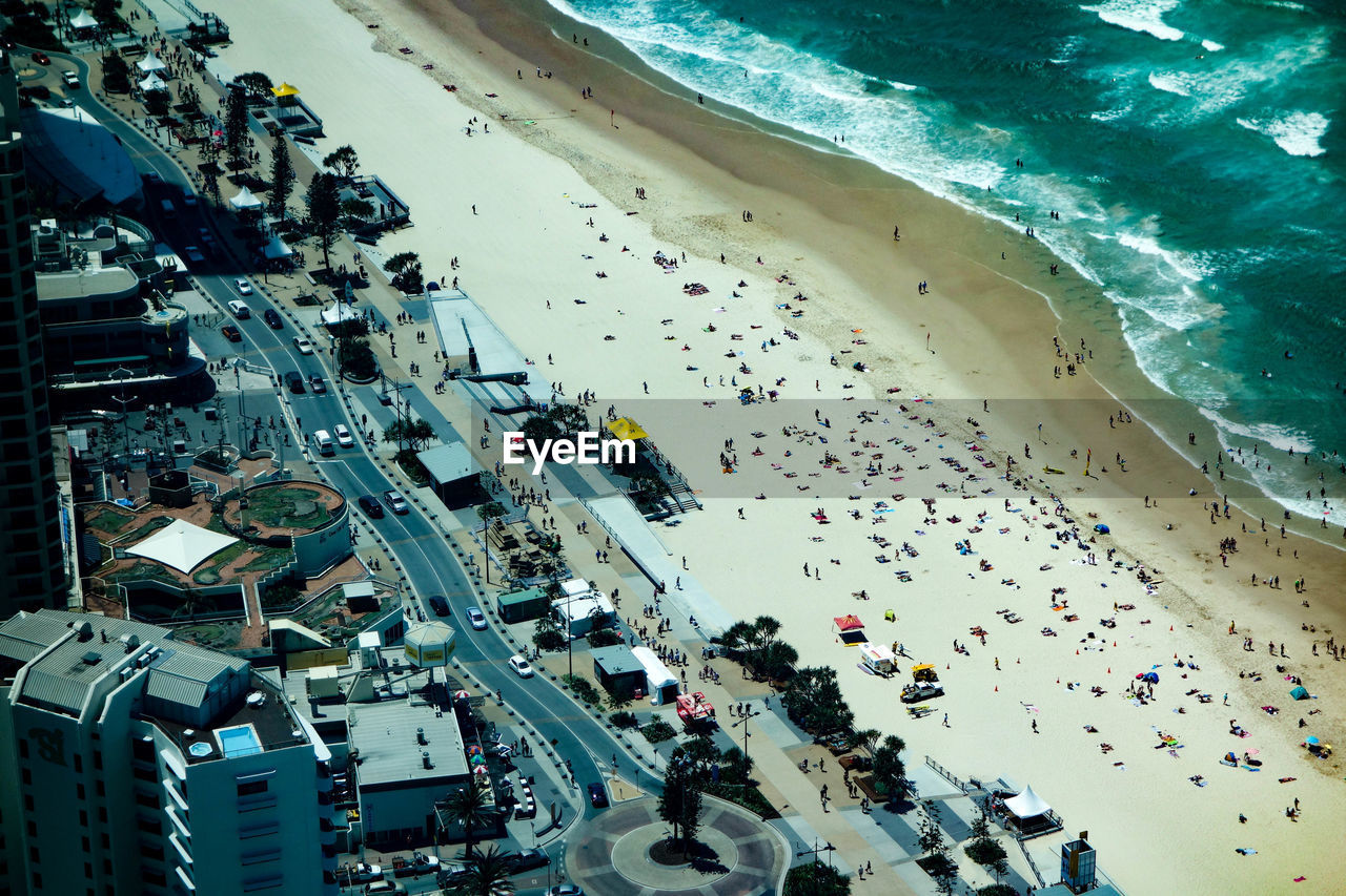 Aerial view of people at beach